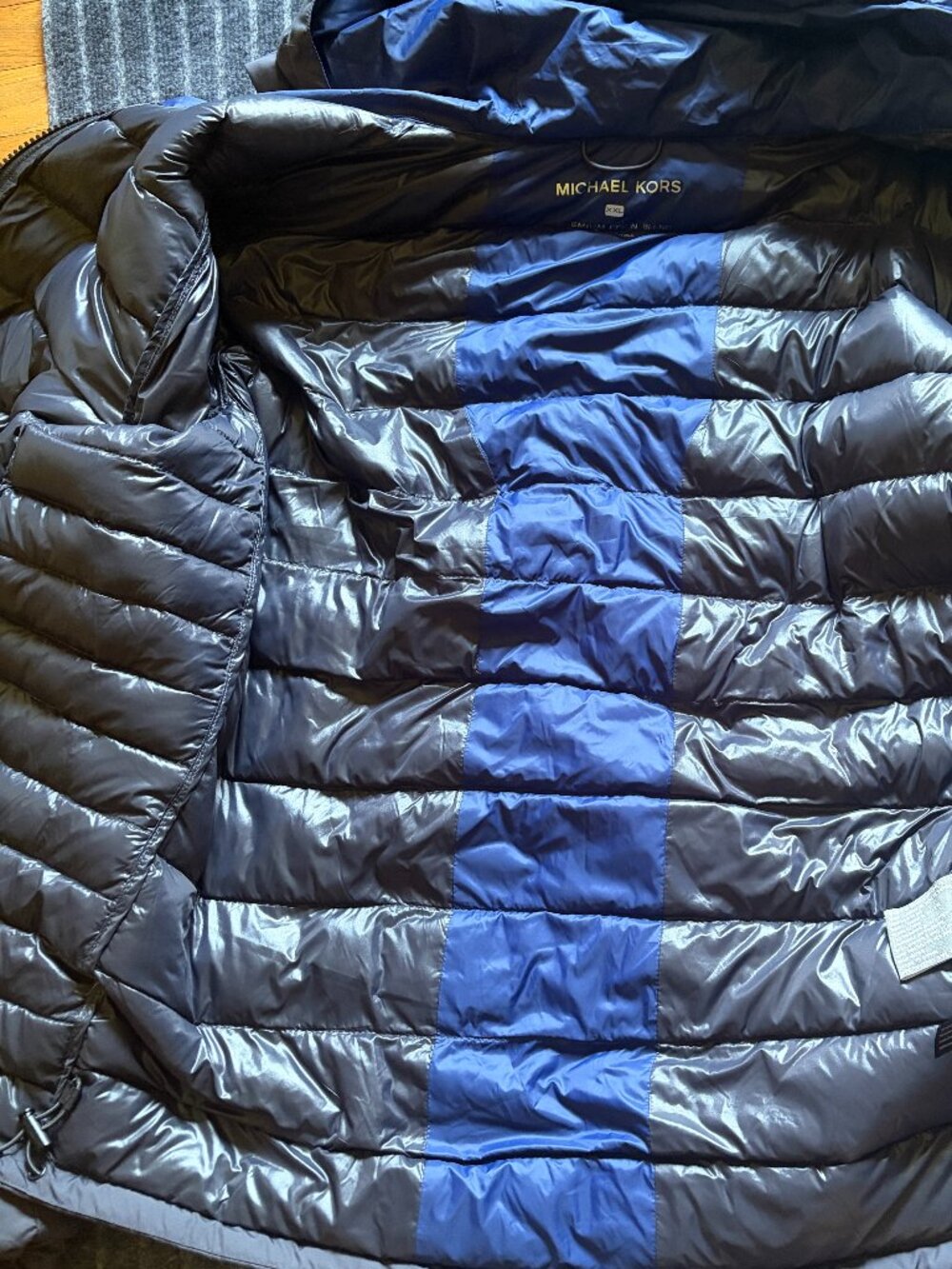 Michael Kors Quilted Down Packable Hooded Puffer Jacket Size XXL Navy Blue - Picture 6 of 9